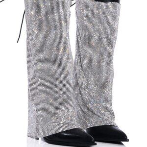 AZALEA WANG " TAKE COVER " EMBELLISHED STILETTO BOOT / BLACK  (BRAND NEW !!!!